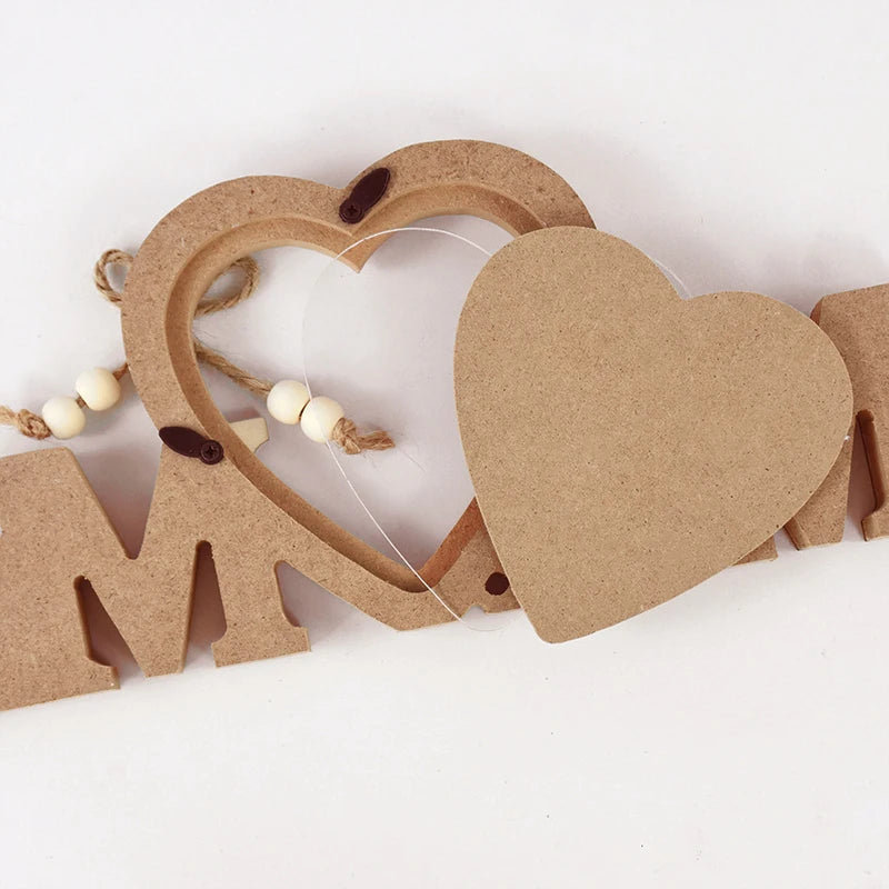 Mr. & Mrs. Wooden Heart Photo Frame